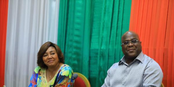 Félix et Dénise Tshisekedi avec la communauté congolaise vivant en Côte d'Ivoire 