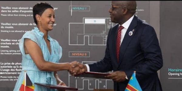 Meryame Kitir ministre belge de la coopération et développement et Christophe Lutundula ministre congolais des Affaires étrangères