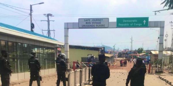 La barrière frontalière entre la RDC et le Rwanda à Goma 