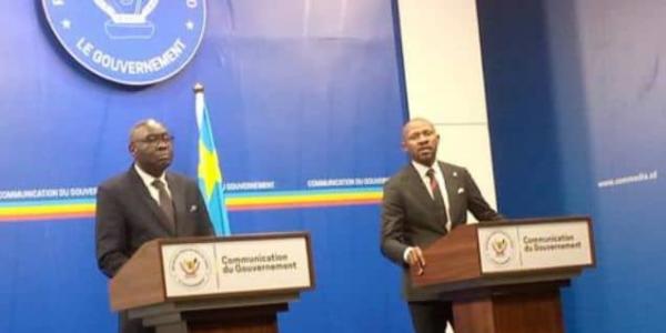 Patrick Muyaya, porte-parole du gouvernement et Khassim Diagne, représentant spécial adjoint en charge des opérations de la MONUSCO en RDC