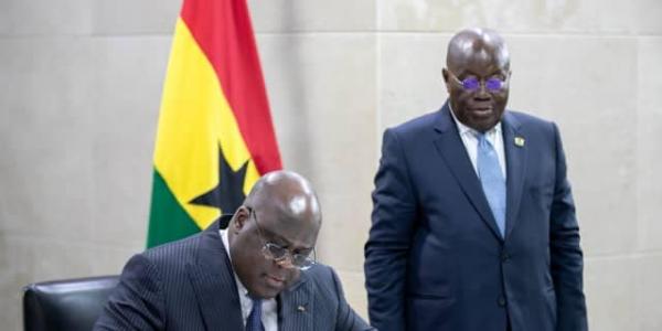 Le président congolais Félix Tshisekedi et son homologue ghanéen Nana Akufo-Addo à Accra