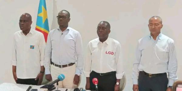Les 4 leaders de l'opposition lors d'un point de presse à Kinshasa 