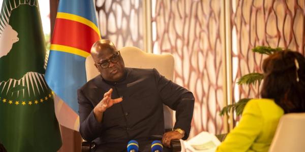 Le chef de l'état Félix-Antoine Tshisekedi lors d'une interview accordée à Tina Salama 