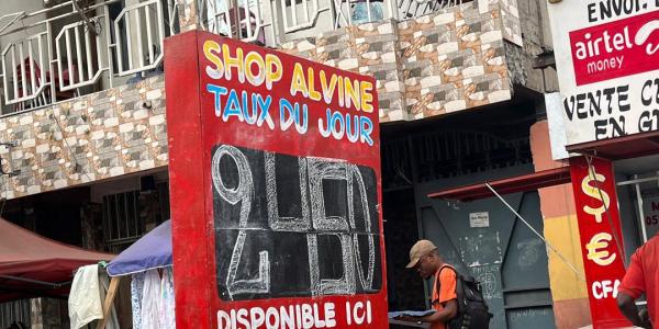 Photo d'illustration d'un tableau du taux de change à Kinshasa 