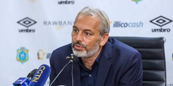 Sébastien Desabre lors d'un point de presse à Kinshasa 