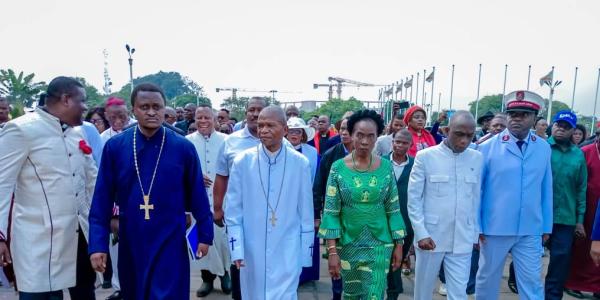 L'arrivée des chefs des confessions à l'esplanade du Palais du peuple à Kinshasa lundi 3 juin 2024