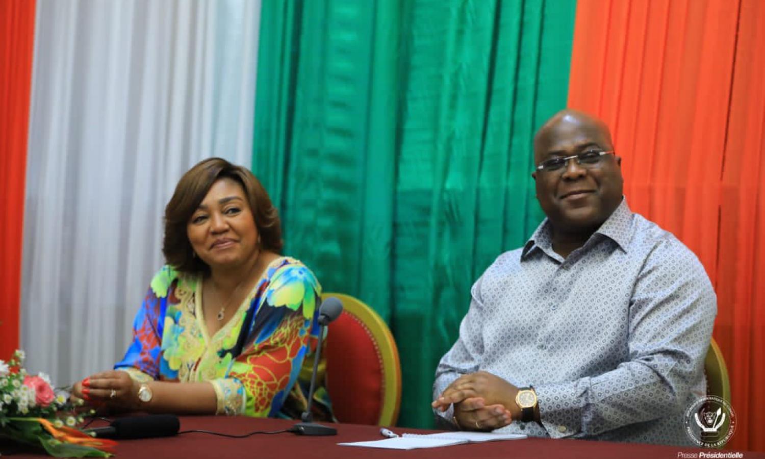 Félix et Dénise Tshisekedi avec la communauté congolaise vivant en Côte d'Ivoire 