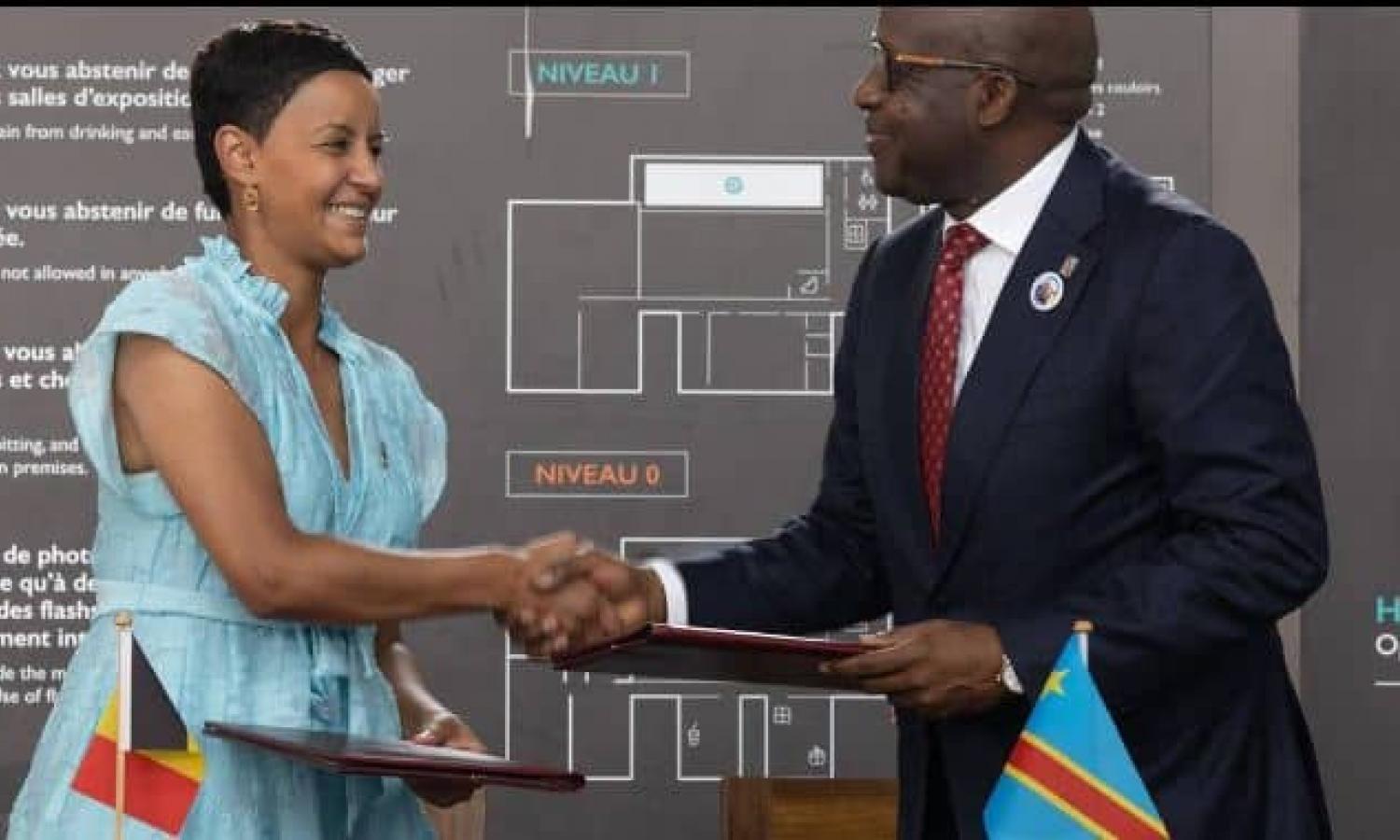 Meryame Kitir ministre belge de la coopération et développement et Christophe Lutundula ministre congolais des Affaires étrangères