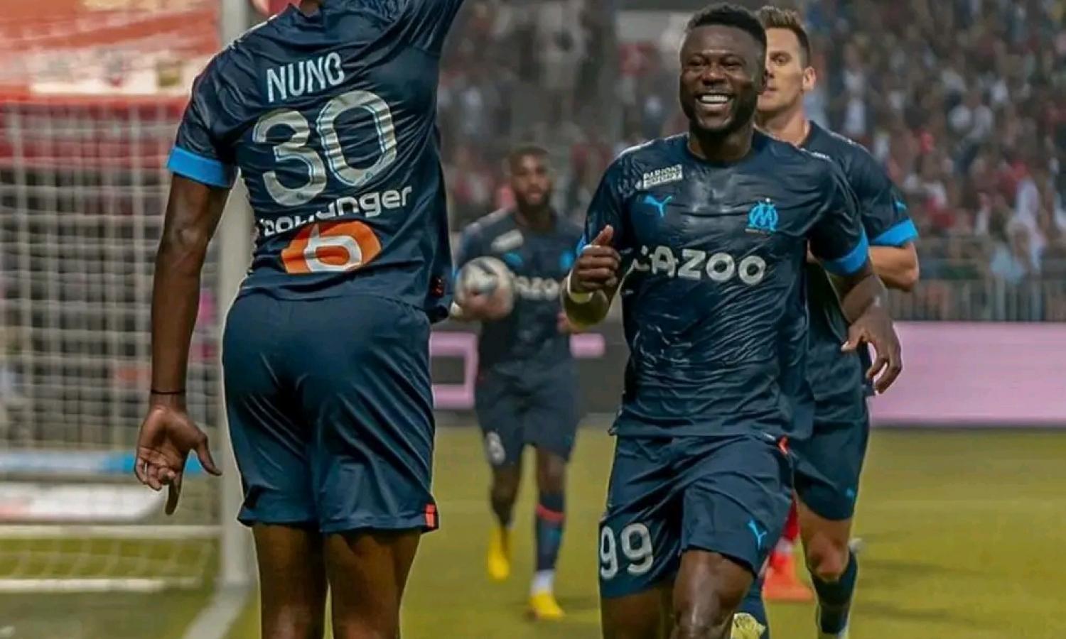 Chancel Mbemba avec ses coéquipiers de Marseille 