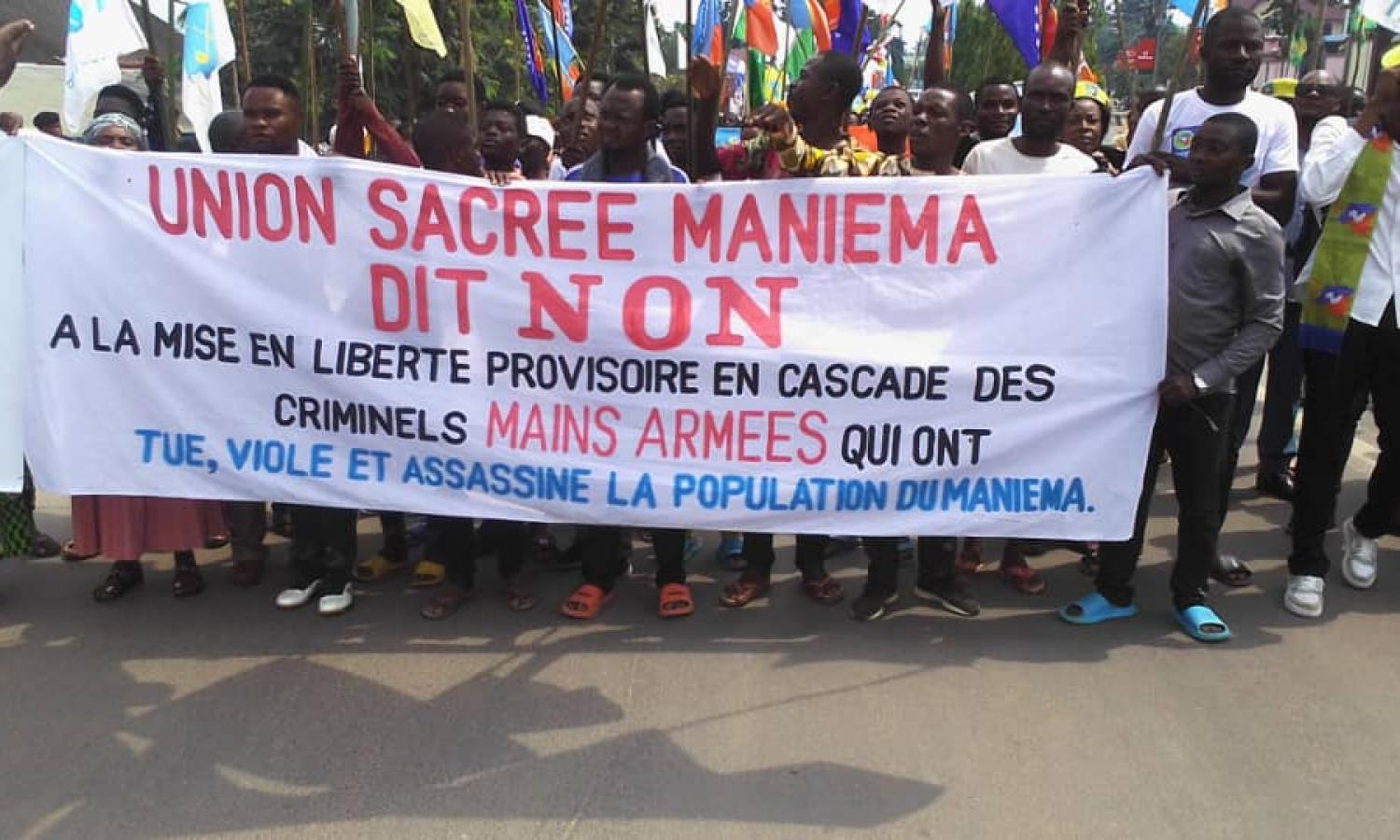 L'Union Sacrée fait un sit-in pour protester contre la libération de quelques criminels à Maniema 