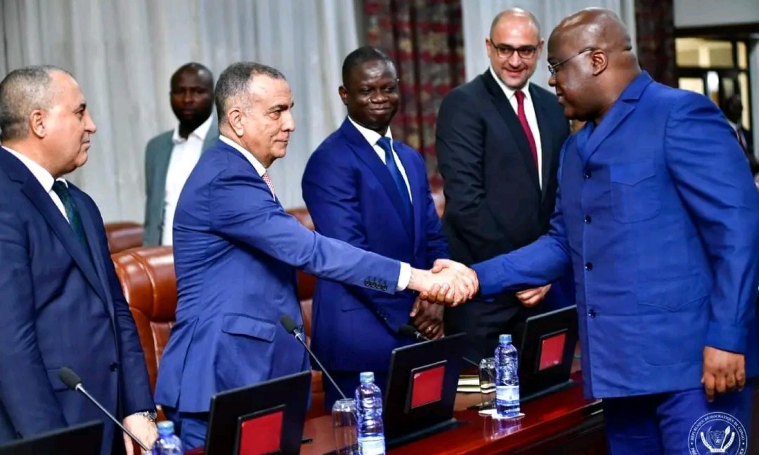 Le président Félix Tshisekedi avec les ambassadeurs des pays francophones accrédités à Kinshasa