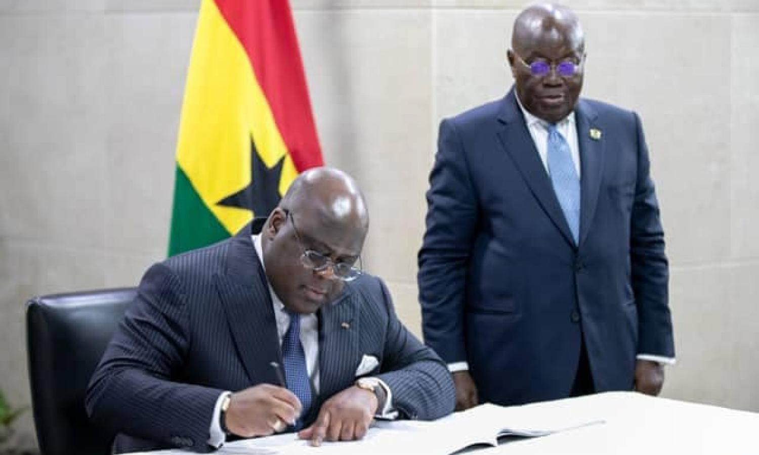 Le président congolais Félix Tshisekedi et son homologue ghanéen Nana Akufo-Addo à Accra