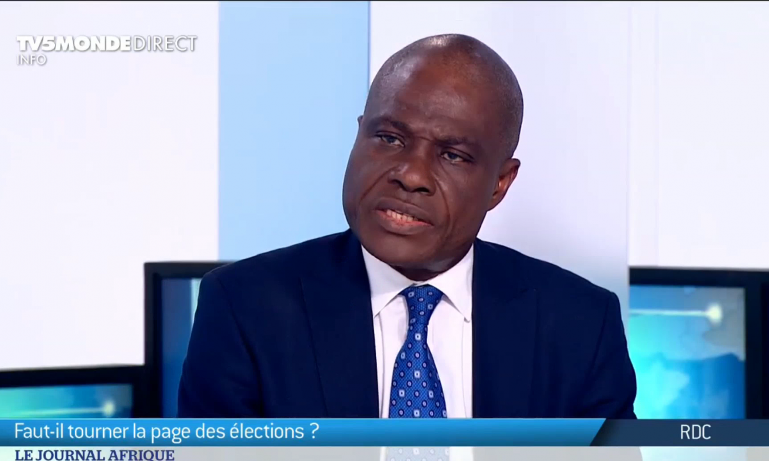 Martin Fayulu sur le plateau du Journal Afrique de TV5 Monde.