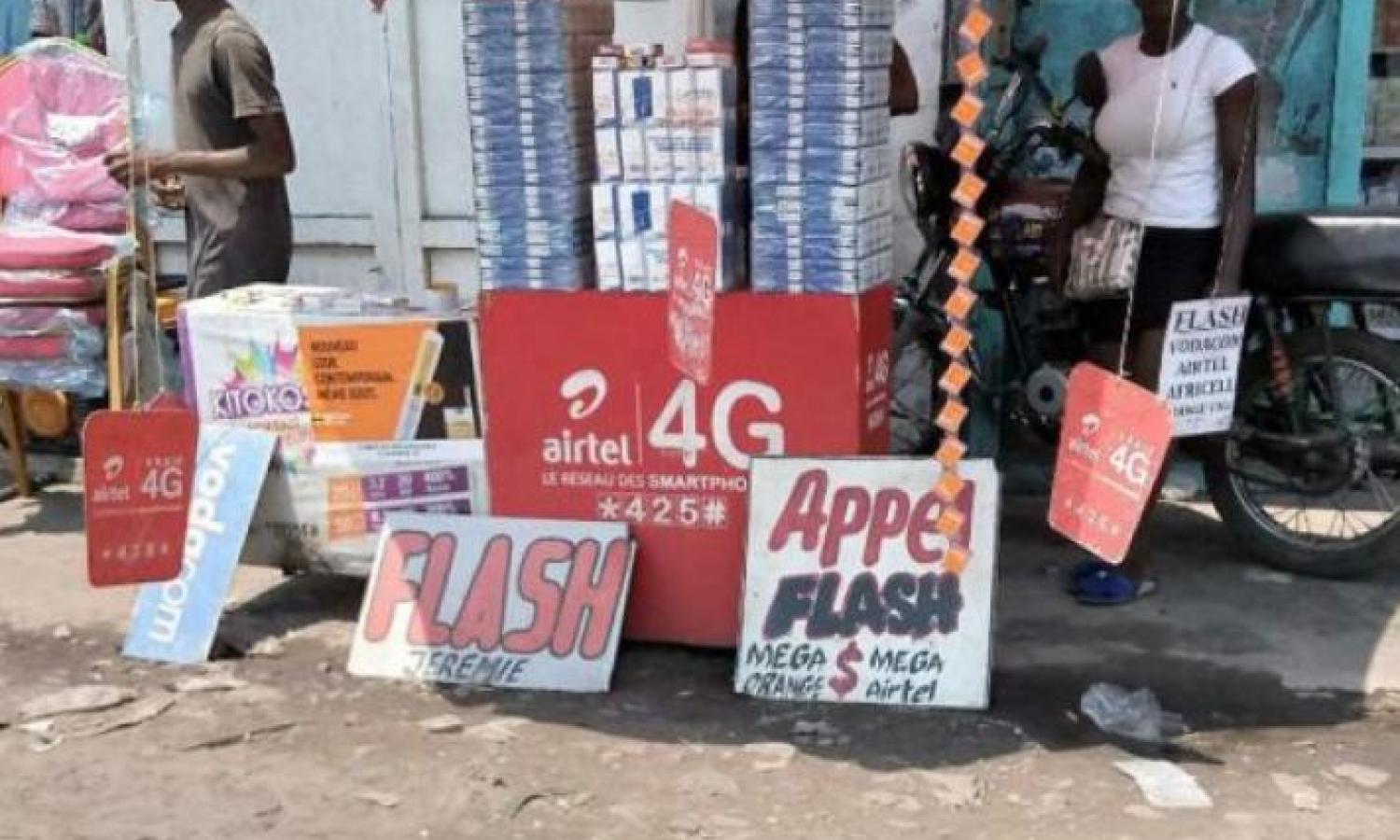 Une cabine téléphonique à Kinshasa 