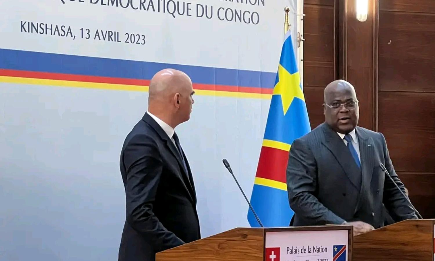 Conférence de presse entre le président Félix Tshisekedi et son homologue suisse Alain Berset à Kinshasa