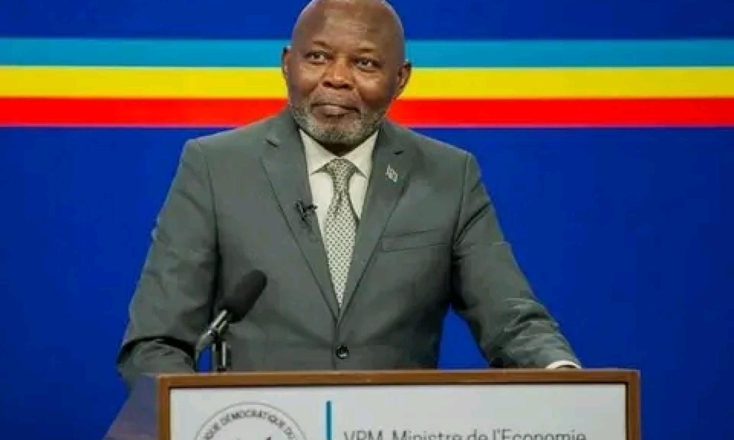 Le vice-premier ministre de l'économie nationale Vital Kamerhe lors d'un briefing presse à Kinshasa 