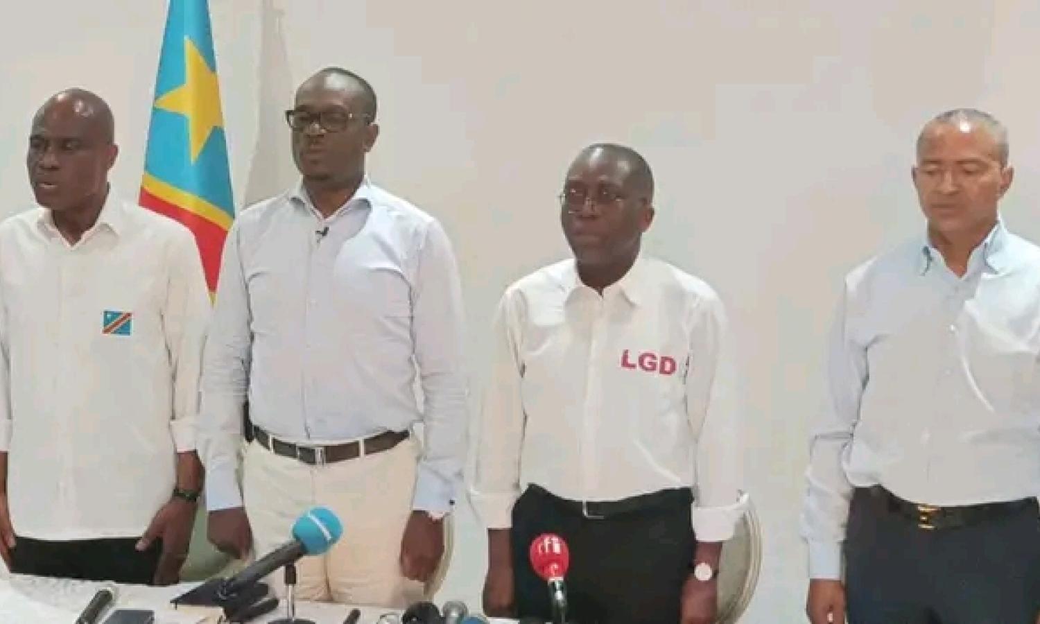 Les 4 leaders de l'opposition lors d'un point de presse à Kinshasa 