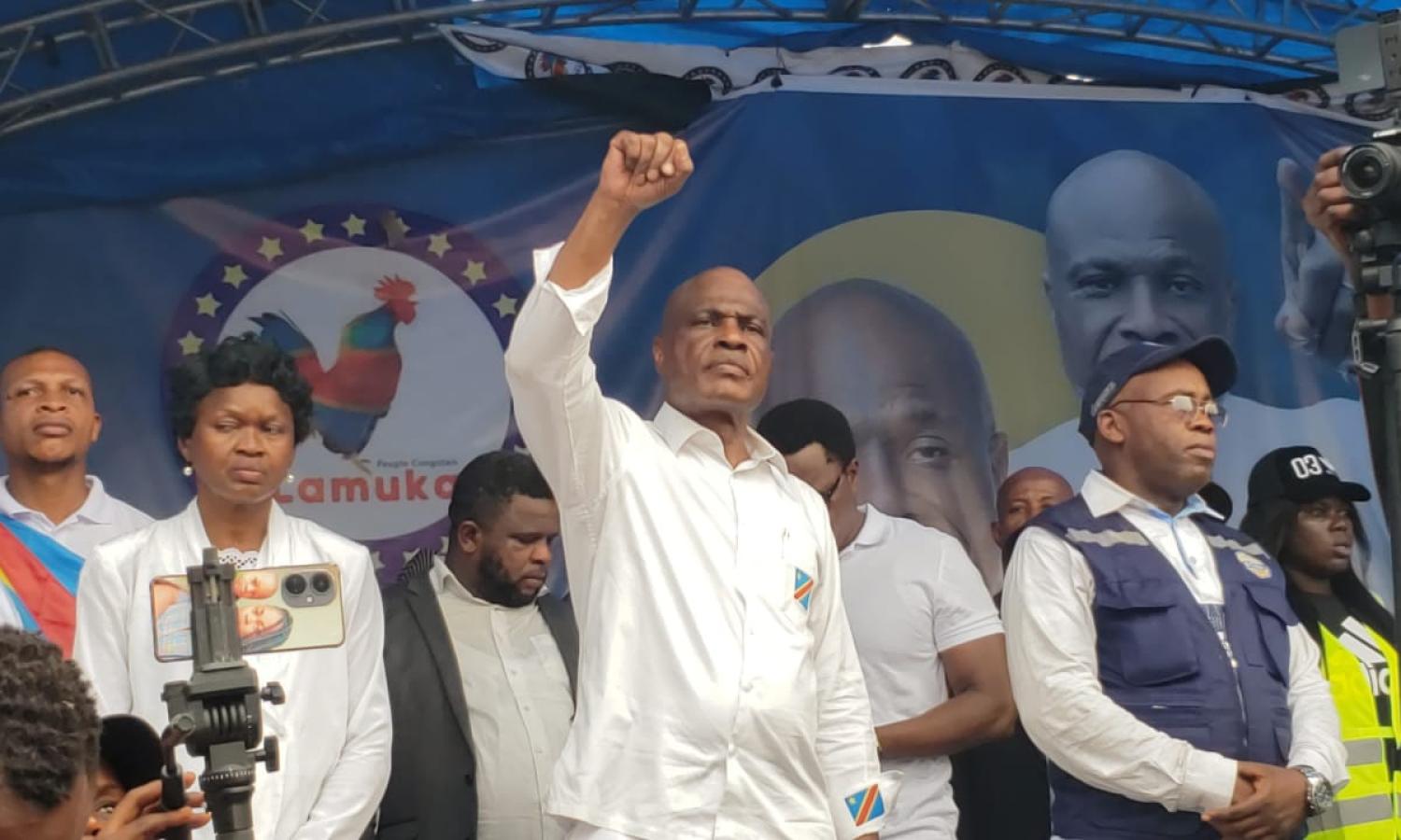 L'opposant Martin Fayulu lors d'un meeting à Kinshasa 