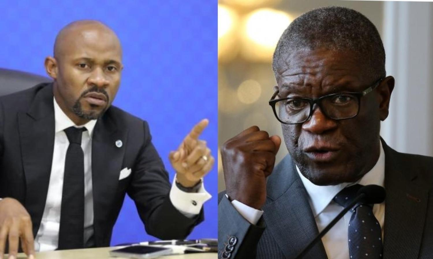 Le porte-parole du gouvernement Patrick Muyaya et le docteur Denis Mukwege 