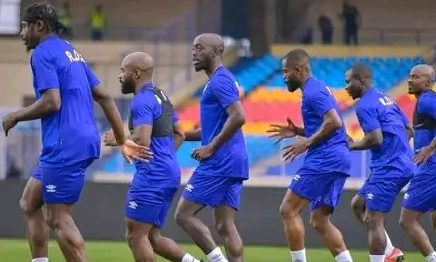 Les Léopards de la RDC lors d'une séance d'entraînement au stade des Martyrs de Kinshasa pour la qualification à la CAN 2024.