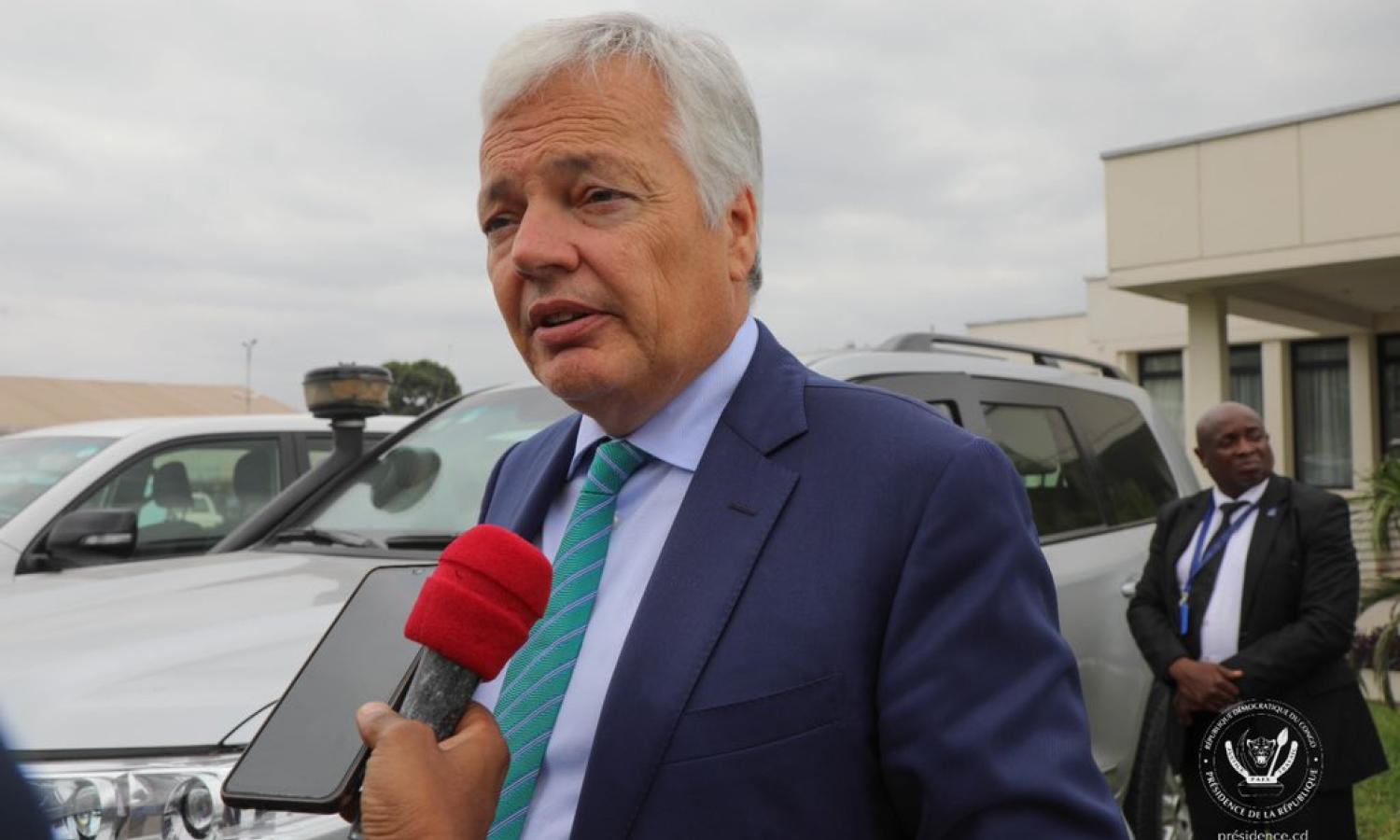 Didier Reynders au sortir de l'audience 
