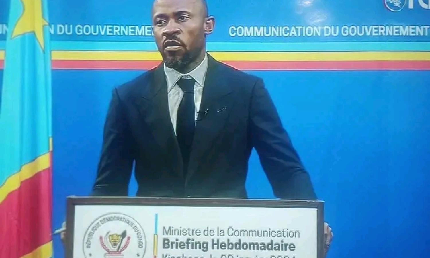 Patrick Muyaya, ministre de la Communication lors du briefing