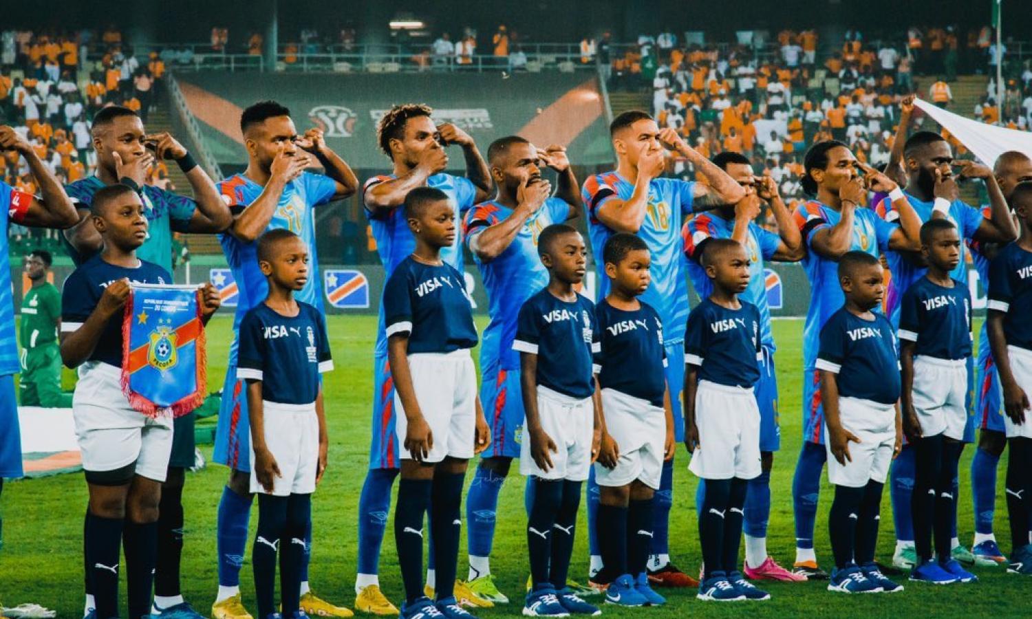 Les Léopards lors de la demi-finale contre la Côte d'Ivoire 
